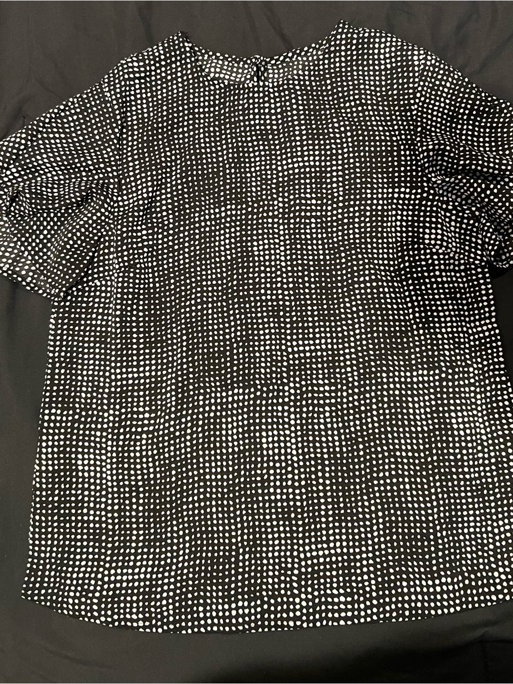 SHEIN Black and White Polka Dot Short Sleeve Blouse